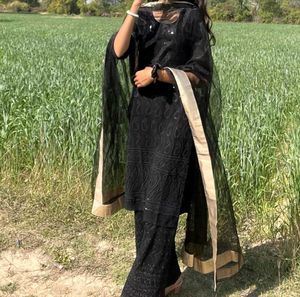 Elegant Black Chikankari Kurta Set
