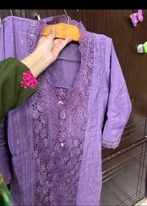 Elegant Purple Lace Kurta
