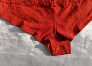 Red Lace Trim Briefs