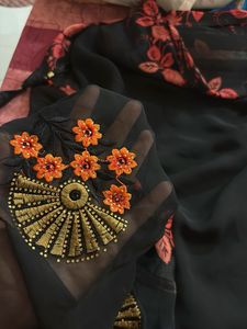 black elegant saree for freshers