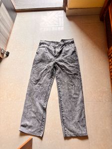 Washed Grey Wide Leg Jeans