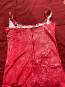 Red Latex Bodycon Mini Dress