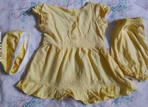 Baby Yellow Dress Set with Hat