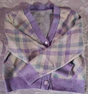 Cute Purple Argyle Cardigan