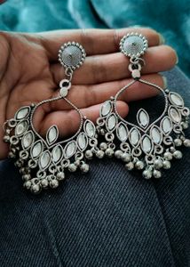 Silver Oxidized Statement Earrings