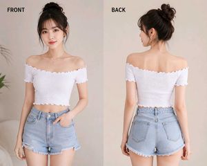 White Smocked Off-Shoulder Crop Top