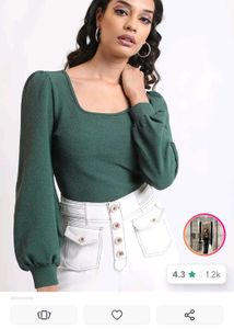 Tokyo Talkies Puff Sleeve Square Neck Top
