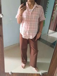 Pink Plaid Button-Up Shirt and pant