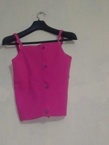 Hot Pink Button-Up Tank Top