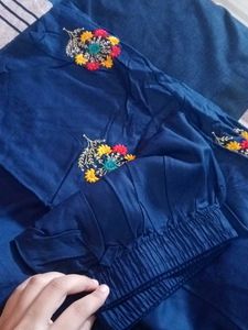 Yellow Kurta Set with Blue Bottom