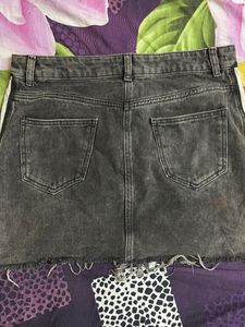 Distressed Denim Skirt