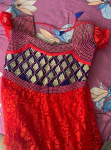 Elegant Red Embroidered Anarkali Kurta