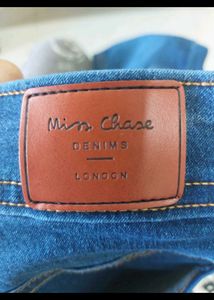 Miss Chase Blue Denim Flare Slit Jeans