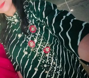 Elegant Green Kurta Set with handwork