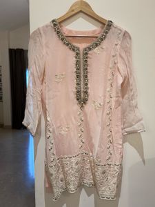 Baby Pink Lakhnavi kurta sharara set with dupatta