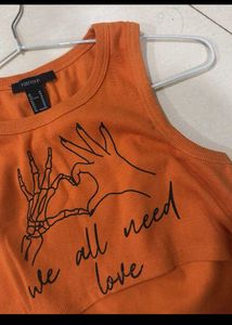 Orange "We All Need Love" Graphic Tank Top