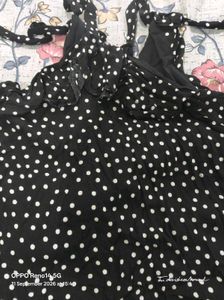 Stylish black and white polkadot top