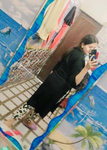 Elegant Black Kurta with printed pant
