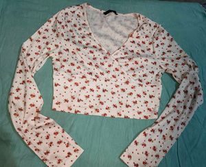 Floral Print V-Neck Crop Top