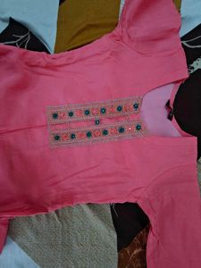 Elegant Pink Kurta with Mirror Work