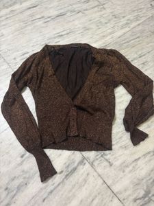 Sparkly Twist Front Long Sleeve Top