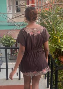 Boho-style Embroidered Tunic Top