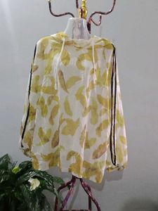 Leaf Print Hoodie Tunic
