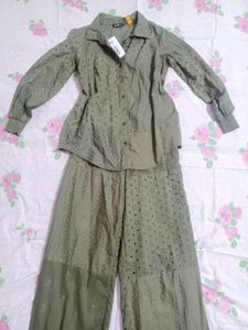 Olive Green Eyelet Co-ord Set