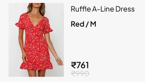 Red v neck line Floral Print Mini Dress(urbanic)