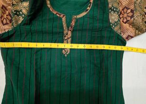 Elegant Green Kurta Set with Maroon Pants