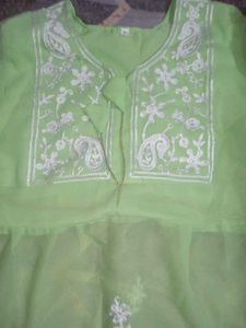 Lime Green Embroidered Kurta