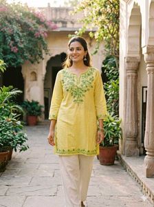 SHORT Kurti with Green Embroidery