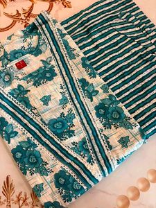 Beautiful Teal Floral Kurta sets