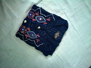 Elegant Navy Blue Embroidered Kurti