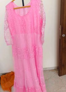 Stunning Pink Ethnic Gown with Dupatta