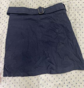 Navy Blue Belted Skirt