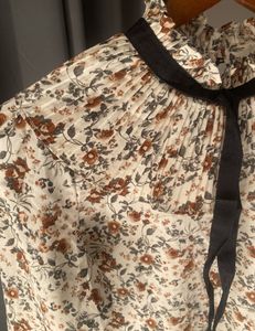 Floral Print Blouse with Tie bow