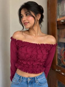 Maroon Ruffled Blouse