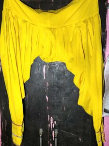 Bright Yellow Kurta with Embellished Sleeves