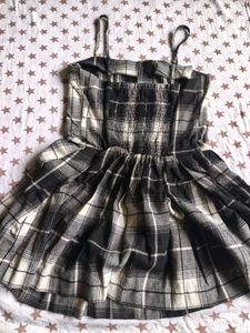 Plaid Mini Dress with Pleated Skirt
