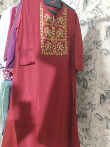 Embroidered Maroon Kurti