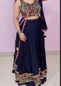 Embroidered Crop Top &amp; Skirt Set
