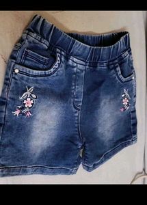 Embroidered Denim Shorts