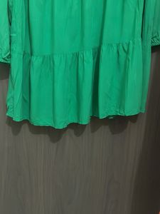 pure cotton flare Vibrant Green Tiered Dress