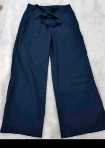 Navy Wide-Leg Pants with Belt