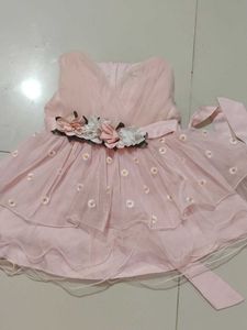 Cute Pink Baby Dress with Floral Detail