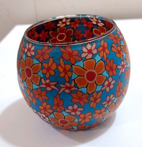 Candle Holder Cup Glass (Multicolor, Pack 1)