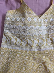 Chic Yellow Embroidered padded Camisole Top
