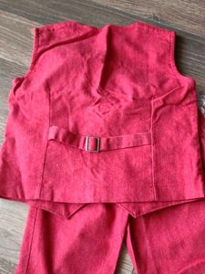 Kids Red Color Pant and waistcoat