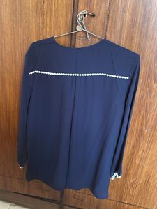 Navy Blue Top with White Trim